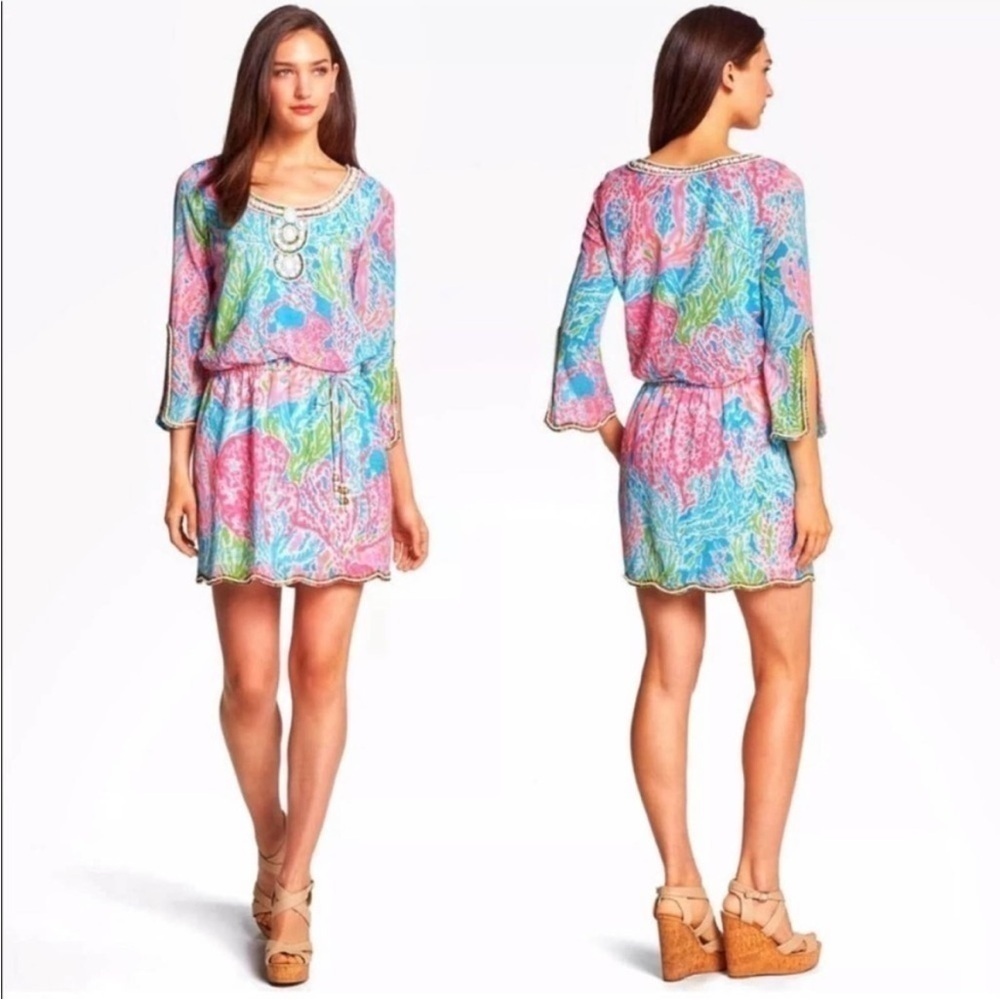 Lilly Pulitzer Delisa Dress Let's Cha Cha Size S - Picture 3 of 13